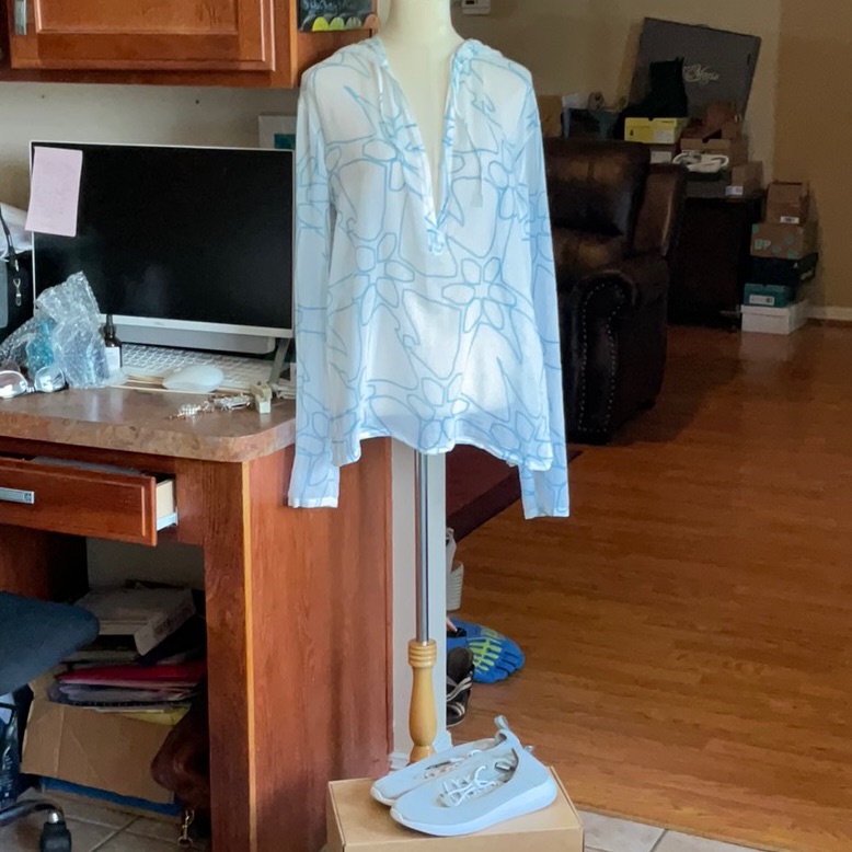 Armani Exchange White Blue Swimsuit Coverup Size S Preowned Armani Exchange White Blue Swimsuit Coverup Size S Preowned